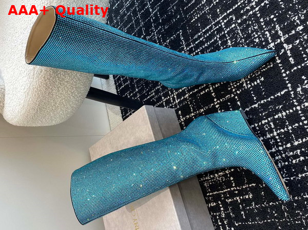 Jimmy Choo Blake Knee Boot 85 Malibu Mix Suede Wedge Knee High Boots with Honeybomb Crystals Replica