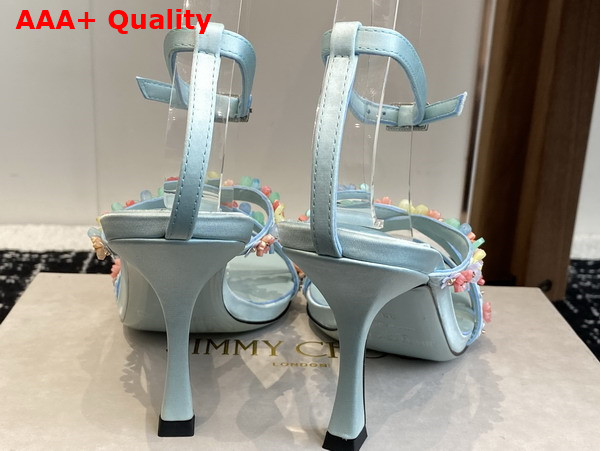 Jimmy Choo Blanche 90 Light Verde Satin Sandal with Daisy Embroidery Replica
