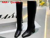 Jimmy Choo Brionne 85 Black Calf Leather Boots with Angular Block Heels Replica