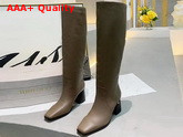 Jimmy Choo Brionne 85 Grey Calf Leather Boots with Angular Block Heels Replica