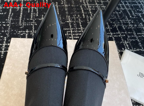 Jimmy Choo Carolyn Ankle Boot 90 Black Leather and Knit Ankle Boots Replica