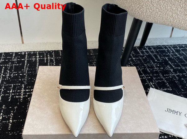 Jimmy Choo Carolyn Ankle Boot 90 Latte and Navy Leather and Knit Ankle Boots Replica