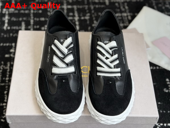 Jimmy Choo Diamond Light Flex F Black Leather and Suede Trainers Replica