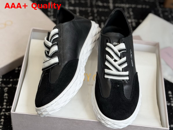 Jimmy Choo Diamond Light Flex F Black Leather and Suede Trainers Replica