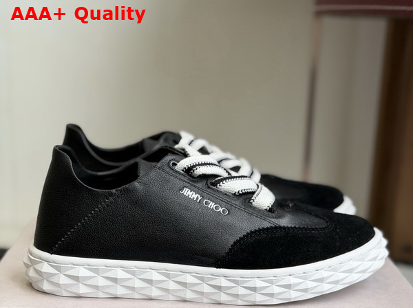 Jimmy Choo Diamond Light Flex F Black Leather and Suede Trainers Replica