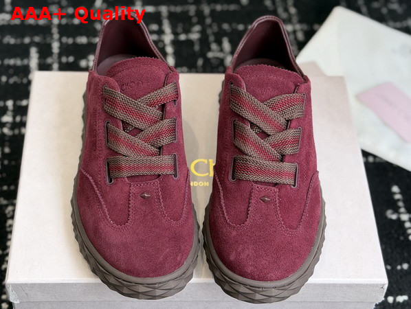 Jimmy Choo Diamond Light Flex F Deep Merlot Suede and Leather Mix Trainers Replica