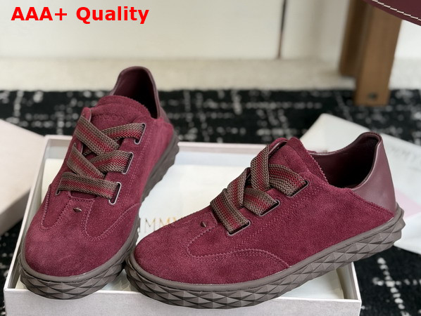Jimmy Choo Diamond Light Flex F Deep Merlot Suede and Leather Mix Trainers Replica