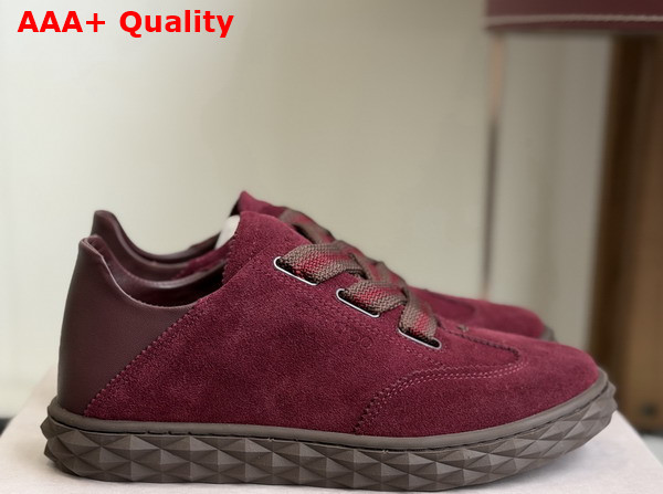 Jimmy Choo Diamond Light Flex F Deep Merlot Suede and Leather Mix Trainers Replica