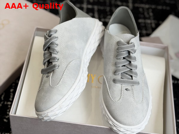 Jimmy Choo Diamond Light Flex F Dove Denim Suede Mix Low Top Trainers Replica