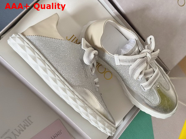 Jimmy Choo Diamond Light Flex F Silver Glitter Leather Trainers Replica