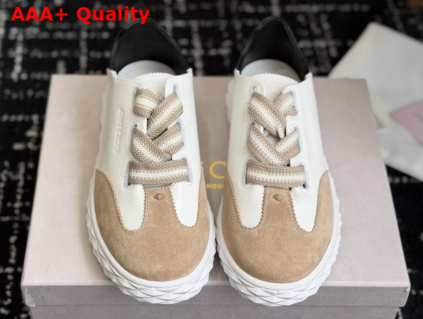 Jimmy Choo Diamond Light Flex F Trainers Leather and Suede Black White and Brown Replica