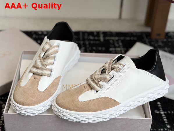 Jimmy Choo Diamond Light Flex F Trainers Leather and Suede Black White and Brown Replica