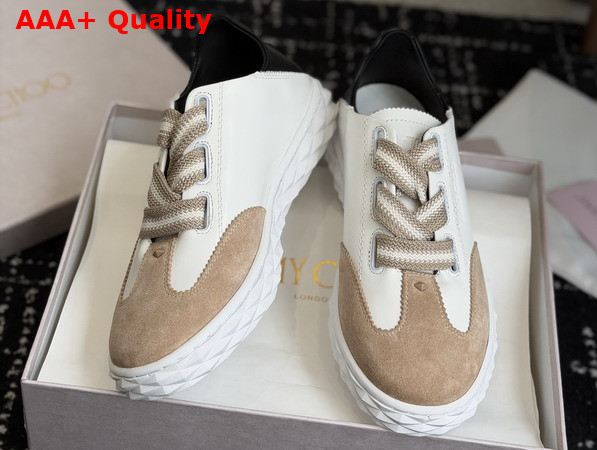 Jimmy Choo Diamond Light Flex F Trainers Leather and Suede Black White and Brown Replica