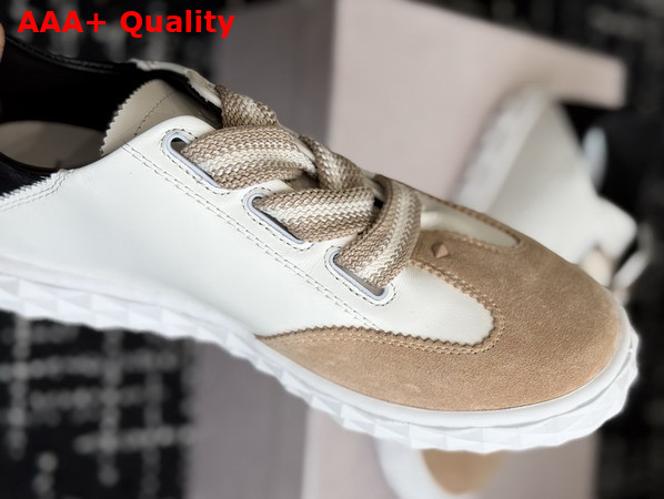Jimmy Choo Diamond Light Flex F Trainers Leather and Suede Black White and Brown Replica