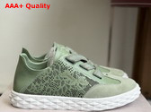 Jimmy Choo Diamond Light Flex F Verde Leather Mix and Perforated Leather Lace Low Top Trainers Replica