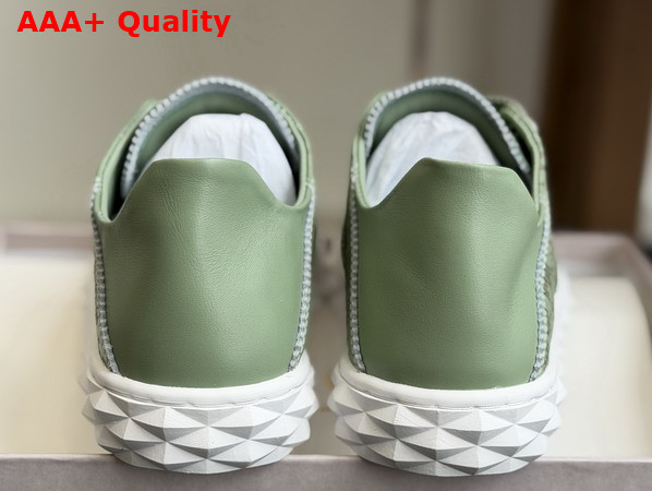 Jimmy Choo Diamond Light Flex F Verde Leather Mix and Perforated Leather Lace Low Top Trainers Replica
