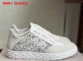 Jimmy Choo Diamond Light Flex F White Leather Mix and Perforated Leather Lace Low Top Trainers Replica