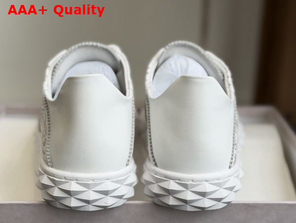 Jimmy Choo Diamond Light Flex F White Leather Mix and Perforated Leather Lace Low Top Trainers Replica