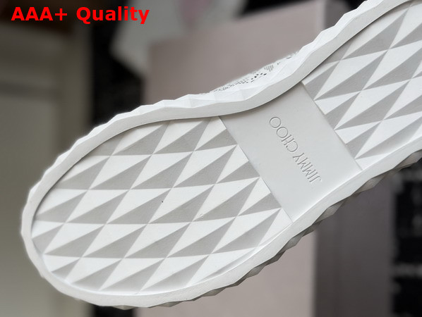 Jimmy Choo Diamond Light Flex F White Leather Mix and Perforated Leather Lace Low Top Trainers Replica