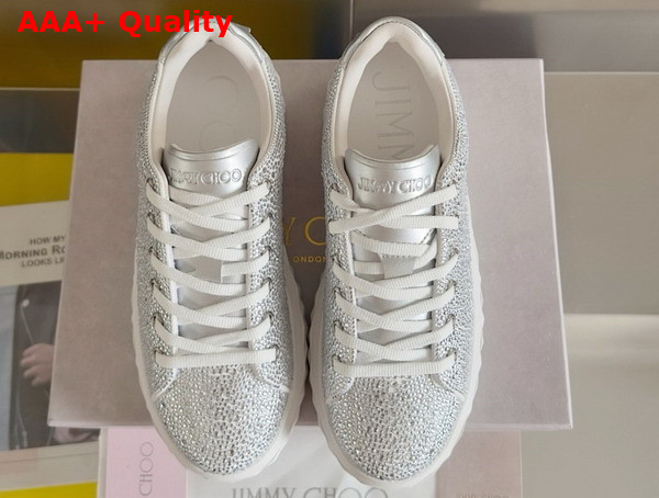 Jimmy Choo Diamond Light Maxi F Crystal Shimmer Suede Trainers Replica
