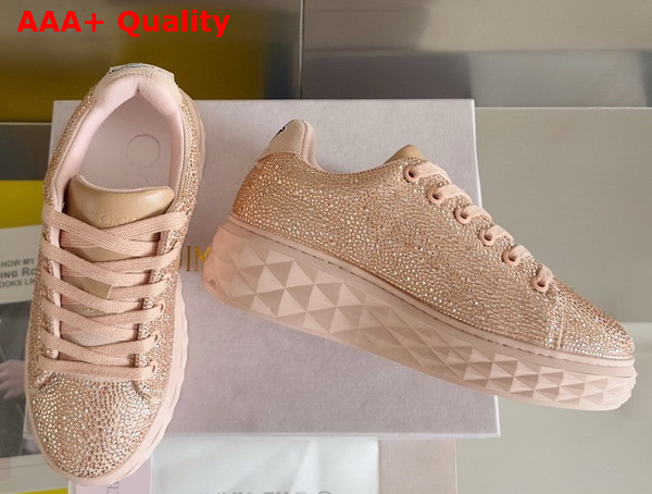 Jimmy Choo Diamond Light Maxi F Pink Crystal Shimmer Suede Trainers Replica