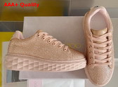 Jimmy Choo Diamond Light Maxi F Pink Crystal Shimmer Suede Trainers Replica