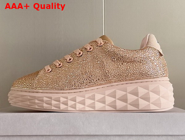 Jimmy Choo Diamond Light Maxi F Pink Crystal Shimmer Suede Trainers Replica