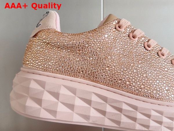 Jimmy Choo Diamond Light Maxi F Pink Crystal Shimmer Suede Trainers Replica