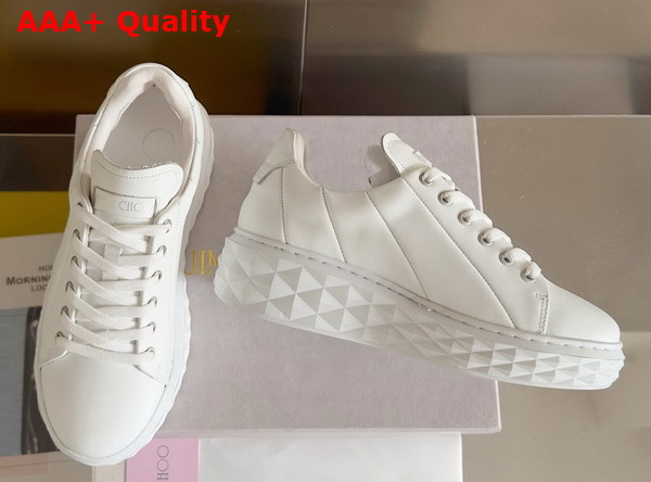 Jimmy Choo Diamond Light Maxi F White Nappa Leather Low Top Trainers with Platform Sole Replica