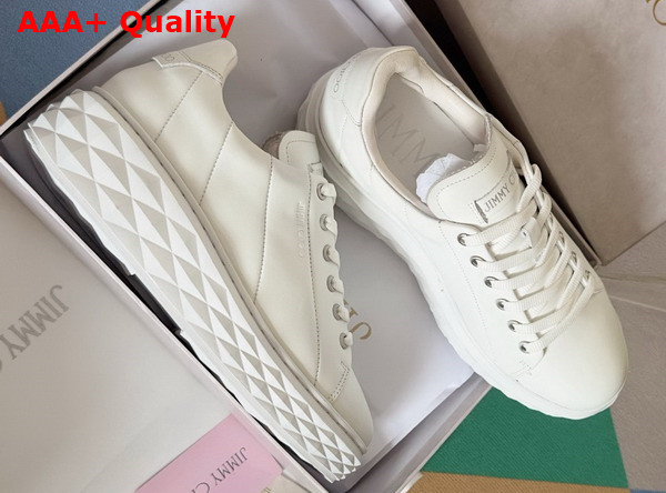 Jimmy Choo Diamond Light Maxi F White Nappa Leather Low Top Trainers with Platform Sole Replica