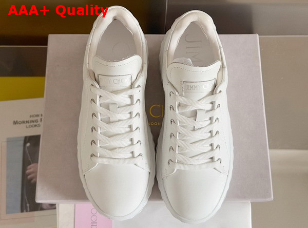 Jimmy Choo Diamond Light Maxi F White Nappa Leather Low Top Trainers with Platform Sole Replica