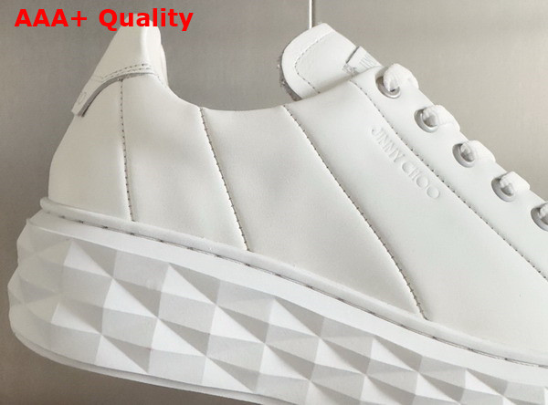 Jimmy Choo Diamond Light Maxi F White Nappa Leather Low Top Trainers with Platform Sole Replica