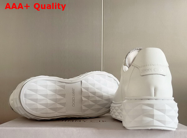Jimmy Choo Diamond Light Maxi F White Nappa Leather Low Top Trainers with Platform Sole Replica