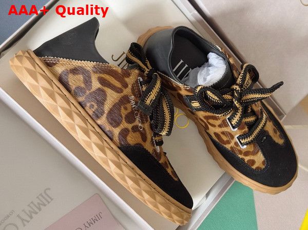 Jimmy Choo Diamond Llight Flex F Natural Leopard Print Pony Leather Trainers Replica