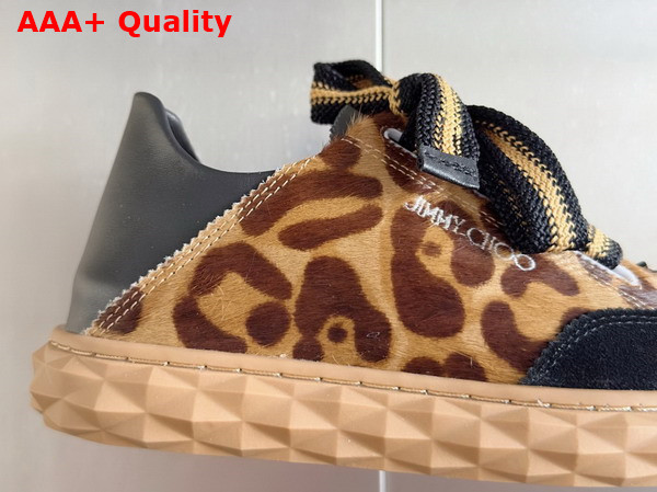 Jimmy Choo Diamond Llight Flex F Natural Leopard Print Pony Leather Trainers Replica