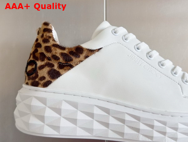 Jimmy Choo Diamond Maxi F II Chalk Leopard Print Leather Trainers Replica