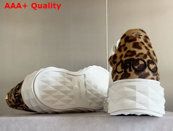 Jimmy Choo Diamond Maxi F II Chalk Leopard Print Leather Trainers Replica