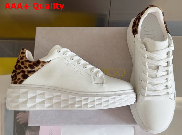 Jimmy Choo Diamond Maxi F II Chalk Leopard Print Leather Trainers Replica