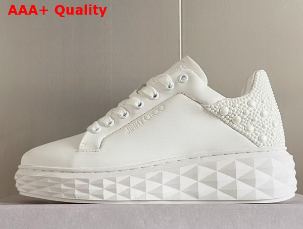 Jimmy Choo Diamond Maxi F II Latte Nappa Leather Pearl Trainers Replica
