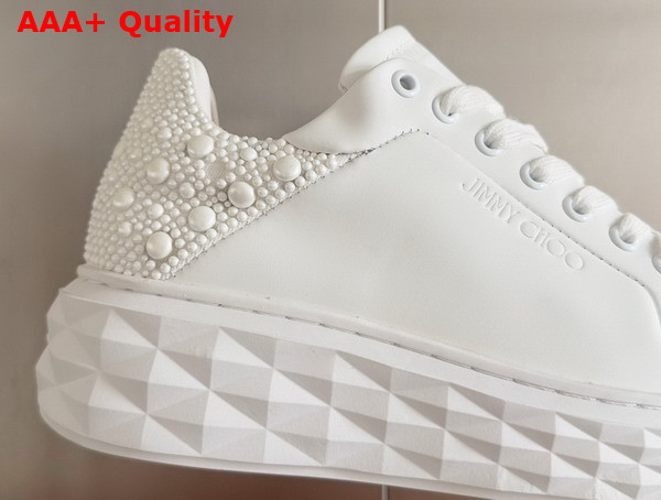 Jimmy Choo Diamond Maxi F II Latte Nappa Leather Pearl Trainers Replica