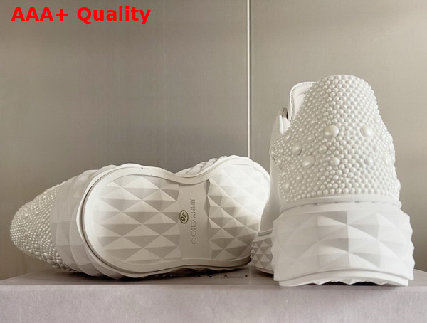 Jimmy Choo Diamond Maxi F II Latte Nappa Leather Pearl Trainers Replica