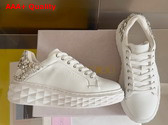 Jimmy Choo Diamond Maxi F II White and Silver Nappa Leather Trainers with Crystals Replica