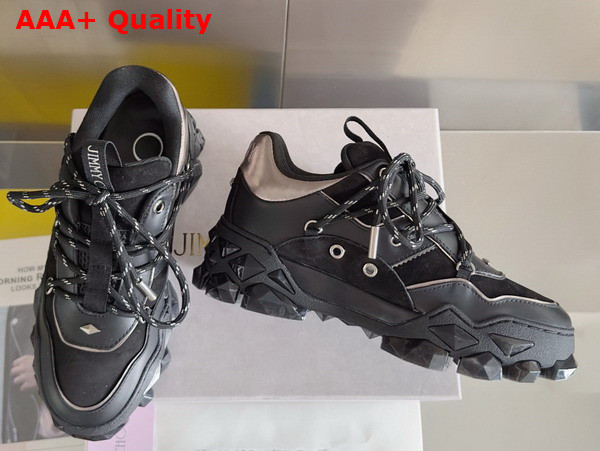 Jimmy Choo Diamond X II F Black Leather Trainers Replica