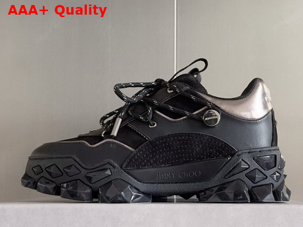 Jimmy Choo Diamond X II F Black Leather Trainers Replica