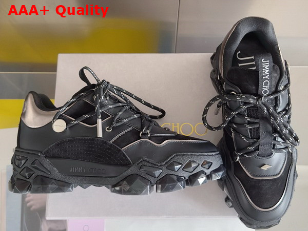 Jimmy Choo Diamond X II F Black Leather Trainers Replica