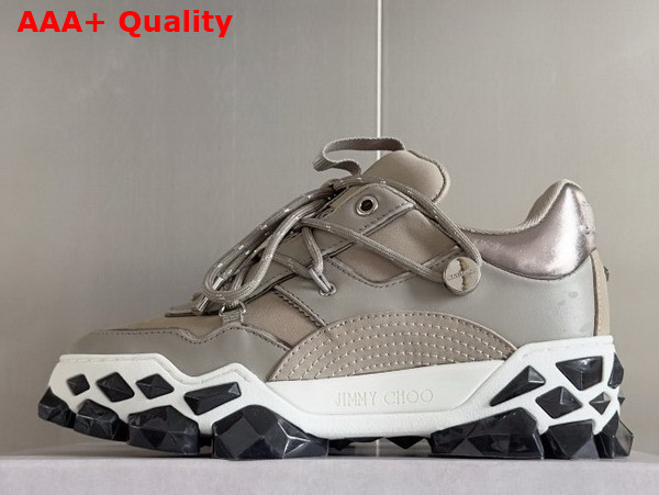 Jimmy Choo Diamond X II F Grey Leather Trainers Replica