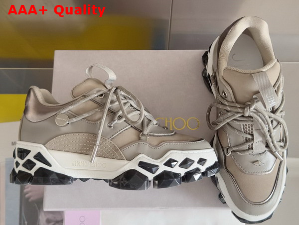 Jimmy Choo Diamond X II F Grey Leather Trainers Replica