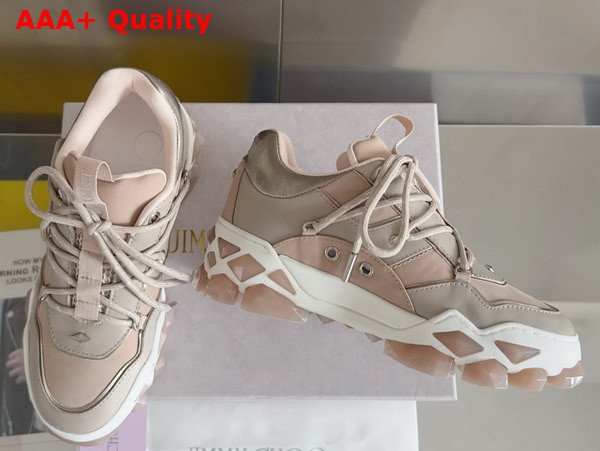 Jimmy Choo Diamond X II F Taupe Leather Trainers Replica
