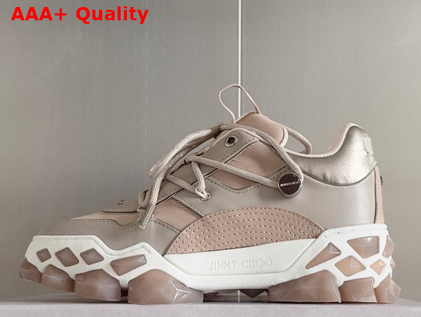Jimmy Choo Diamond X II F Taupe Leather Trainers Replica