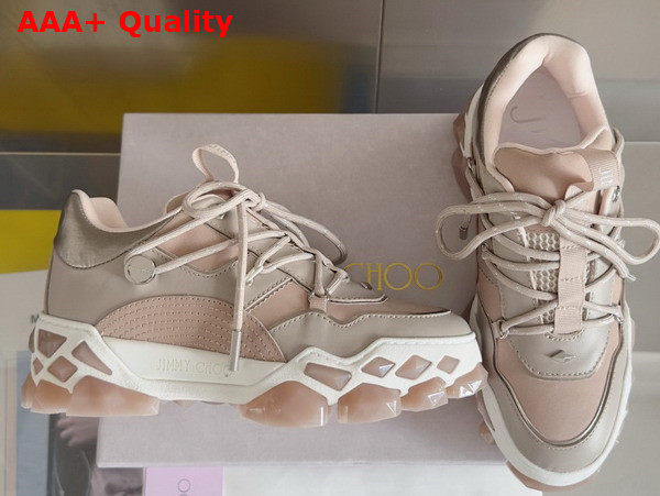 Jimmy Choo Diamond X II F Taupe Leather Trainers Replica